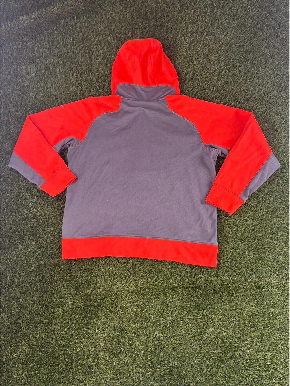 Vintage Nike Therma-Fit 80s Red Gray Polyester Hoodie, Unisex Adults size XL